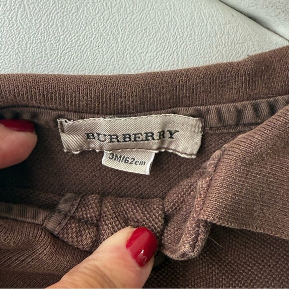 Kid baby polo long sleeves + short adjustable belt 1/3 months Burberry brown - Picture 2 of 3